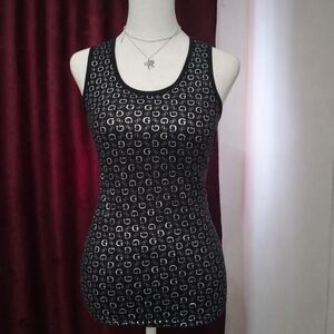 Guess Black and Silver Patterned Tank Top